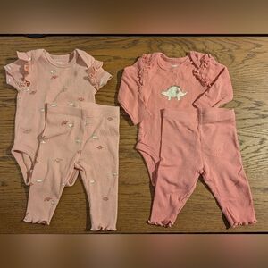 3M - Pink Ruffled Dinosaur Kids One Piece Set
